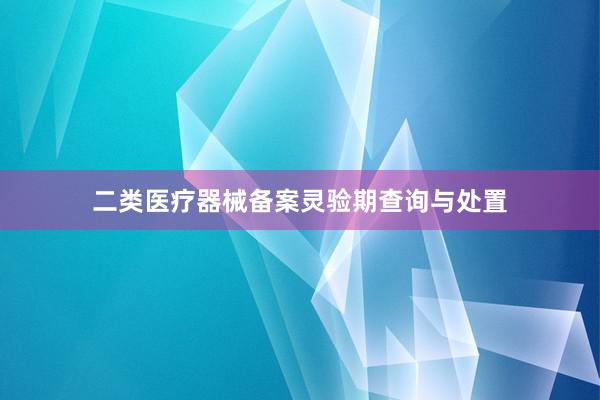 二类医疗器械备案灵验期查询与处置